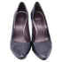 Women's Stuart Weitzman Snake-Embossed Pointed Pumps in Navy Blue Leather