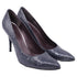 Women's Stuart Weitzman Snake-Embossed Pointed Pumps in Navy Blue Leather