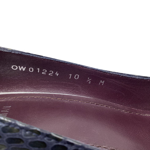 Women's Stuart Weitzman Snake-Embossed Pointed Pumps in Navy Blue Leather