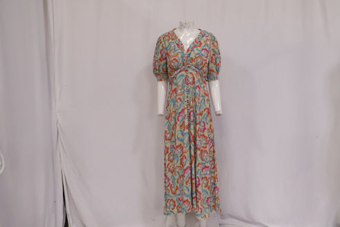 Women's Saloni Lea Printed Midi Dress in Multicolor Viscose