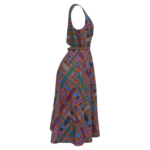 Women's Saloni Zoey Printed Cutout Midi Dress in Multicolor Cotton