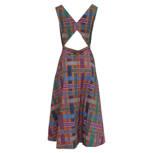 Women's Saloni Zoey Printed Cutout Midi Dress in Multicolor Cotton