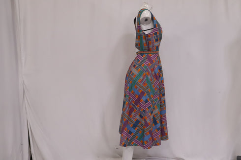 Women's Saloni Zoey Printed Cutout Midi Dress in Multicolor Cotton
