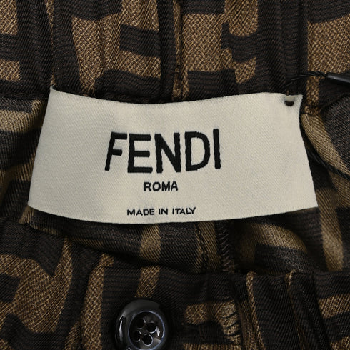 Women's Fendi Monogram Palazzo Trousers in Multicolor Silk