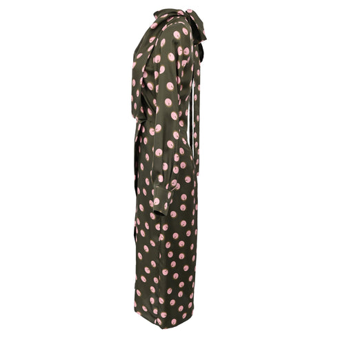 Women's Fendi Printed Midi Dress in Brown Silk