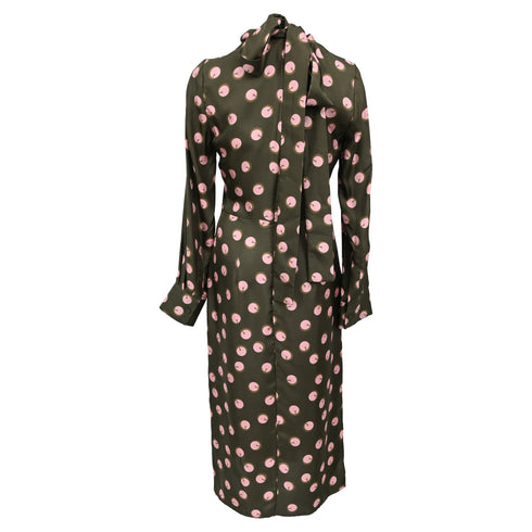 Women's Fendi Printed Midi Dress in Brown Silk