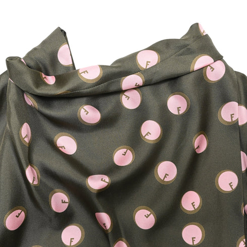 Women's Fendi Printed Midi Dress in Brown Silk