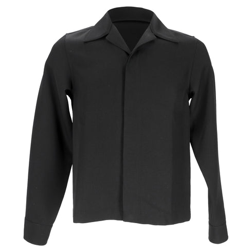 Men's Jil Sander Camp-Collar Overshirt in Black Wool