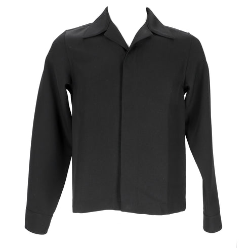 Men's Jil Sander Camp-Collar Overshirt in Black Wool
