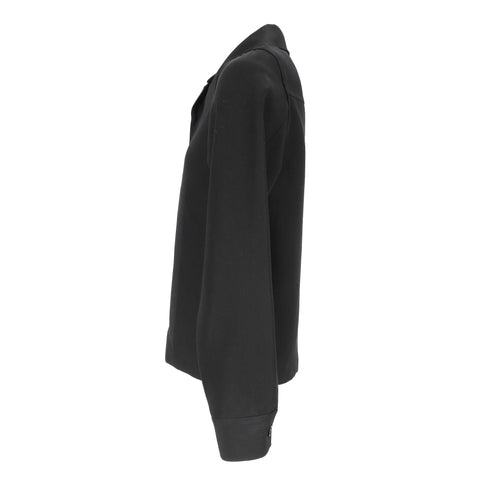 Men's Jil Sander Camp-Collar Overshirt in Black Wool
