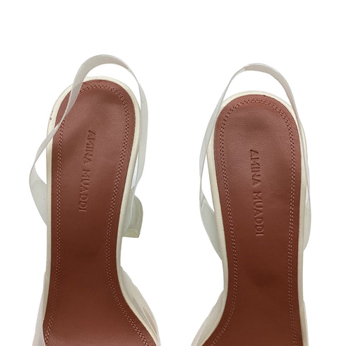 Women's Amina Muaddi Begum Glass Slingback Pumps in White PVC