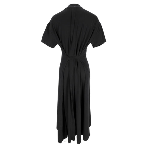 Women's Proenza Schouler Short-Sleeve Midi Dress in Black Cotton