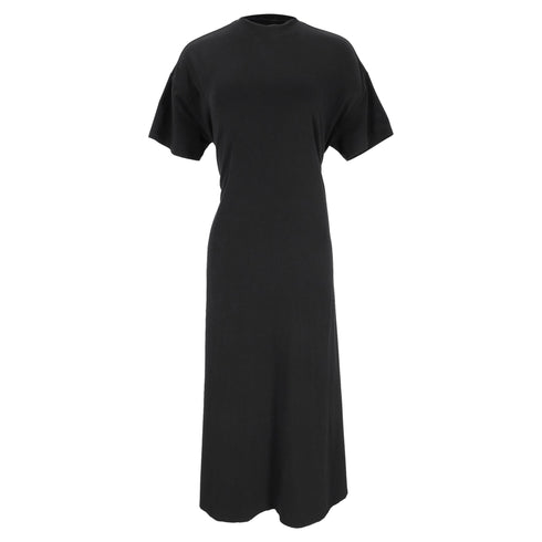 Women's Proenza Schouler Short-Sleeve Midi Dress in Black Cotton