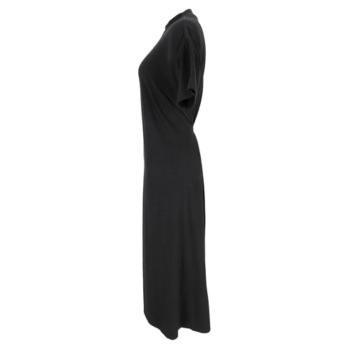 Women's Proenza Schouler Short-Sleeve Midi Dress in Black Cotton