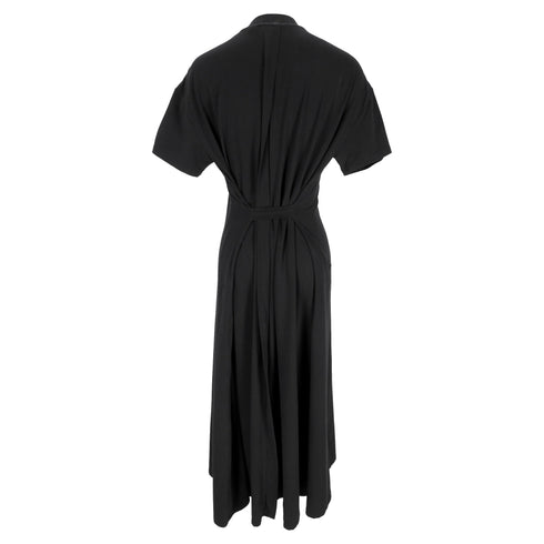 Women's Proenza Schouler Short-Sleeve Midi Dress in Black Cotton