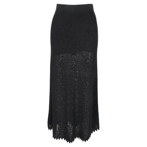 Women's Ulla Johnson Lace Maxi Skirt in Black Viscose
