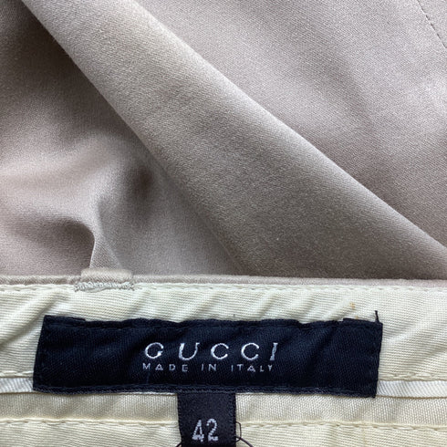 Women's Gucci Bootcut Trousers in Beige Cotton