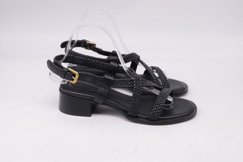 Women's See by Chloé Braided Strap Sandals in Black Leather