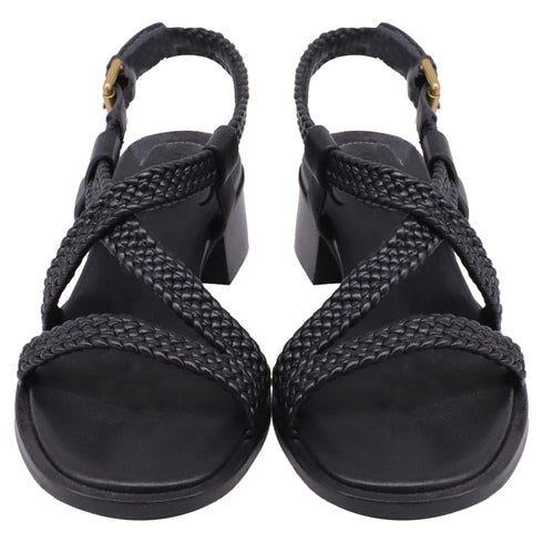 Women's See by Chloé Braided Strap Sandals in Black Leather