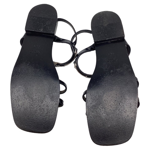 Women's See by Chloé Braided Strap Sandals in Black Leather