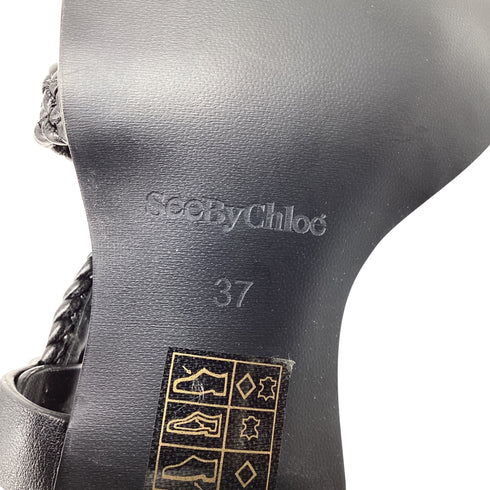Women's See by Chloé Braided Strap Sandals in Black Leather