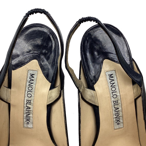 Women's Manolo Blahnik Slingback Pumps in Black Leather
