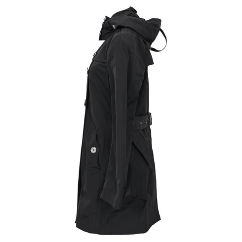 Women's Burberry Brit Double Breasted Trench Coat in Black Polyester