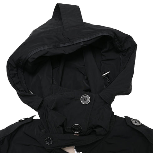 Women's Burberry Brit Double Breasted Trench Coat in Black Polyester