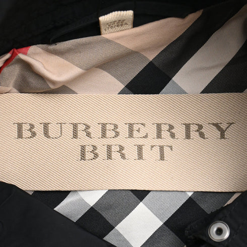 Women's Burberry Brit Double Breasted Trench Coat in Black Polyester