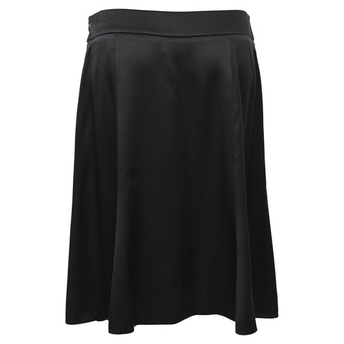 Women's Armani A-Line Midi Skirt in Black Silk
