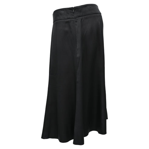Women's Armani A-Line Midi Skirt in Black Silk