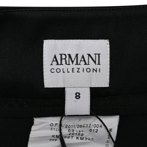 Women's Armani A-Line Midi Skirt in Black Silk