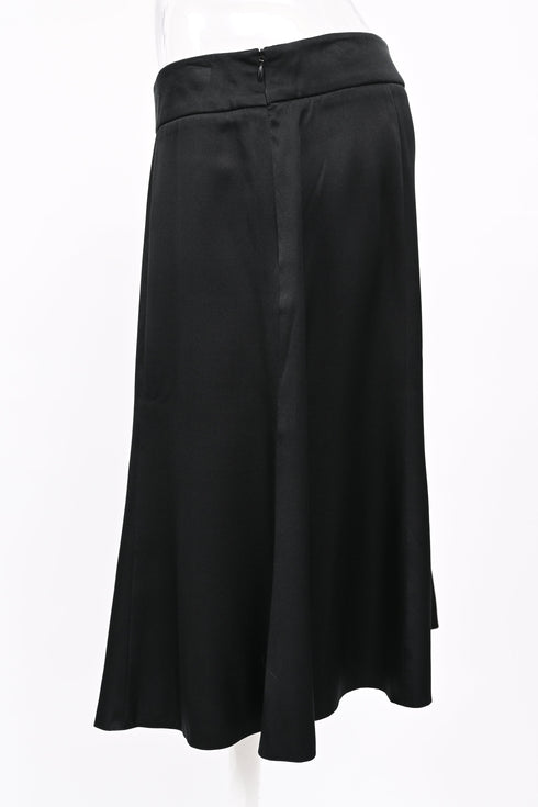 Women's Armani A-Line Midi Skirt in Black Silk