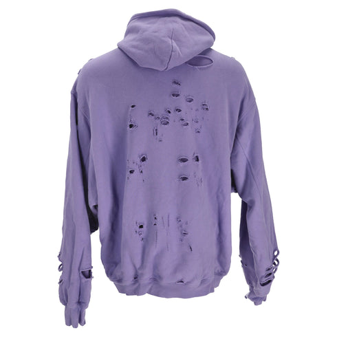 Men's Balenciaga Caps Destroyed Oversize Fit Hoodie in Purple Cotton