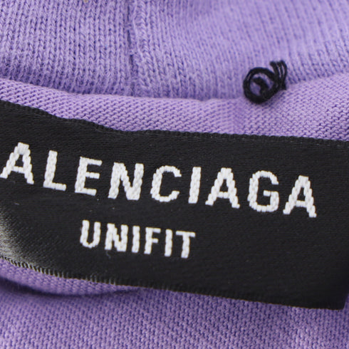 Men's Balenciaga Caps Destroyed Oversize Fit Hoodie in Purple Cotton