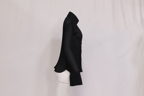 Women's Dolce and Gabbana Collared Sheer Longsleeve Blouse in Black Viscose
