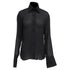 Women's Dolce and Gabbana Collared Sheer Longsleeve Blouse in Black Viscose
