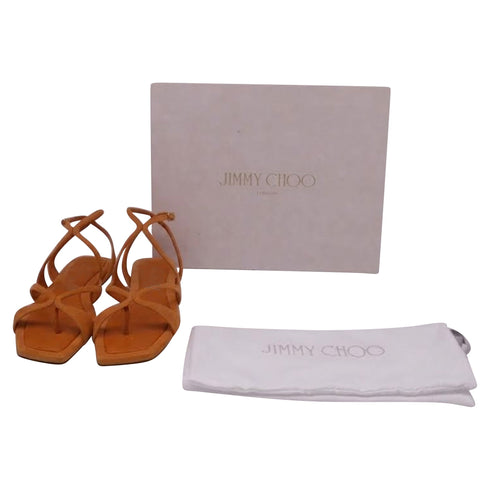 Women's Jimmy Choo Ayla Flat Sandals in Orange Suede