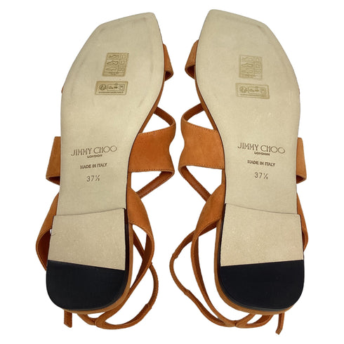 Women's Jimmy Choo Ayla Flat Sandals in Orange Suede