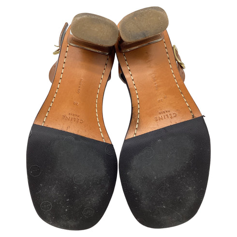 Women's Celine Bam Bam Sandal Heels in Brown Leather