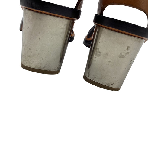 Women's Celine Bam Bam Sandal Heels in Brown Leather