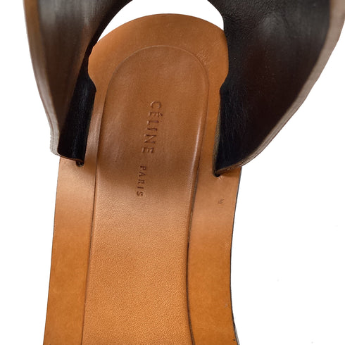 Women's Celine Bam Bam Sandal Heels in Brown Leather