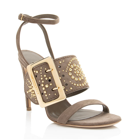 Women's Burberry Studded Suede Buckle Sandals - Size 6.5 / 36.5