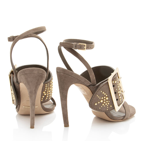 Women's Burberry Studded Suede Buckle Sandals - Size 6.5 / 36.5