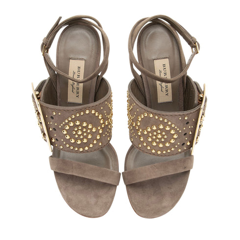 Women's Burberry Studded Suede Buckle Sandals - Size 6.5 / 36.5