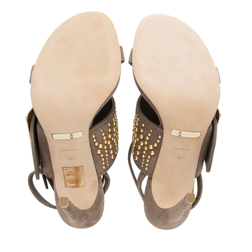Women's Burberry Studded Suede Buckle Sandals - Size 6.5 / 36.5