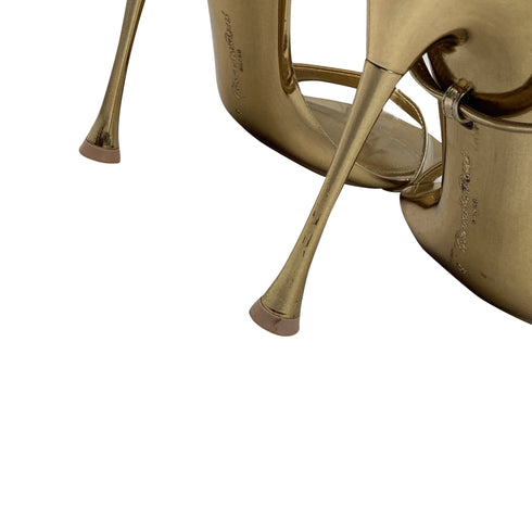 Women's Gianvito Rossi Ankle Strap Sandal Heels in Metallic Gold Leather