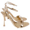 Women's Gianvito Rossi Ankle Strap Sandal Heels in Metallic Gold Leather
