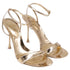 Women's Gianvito Rossi Ankle Strap Sandal Heels in Metallic Gold Leather