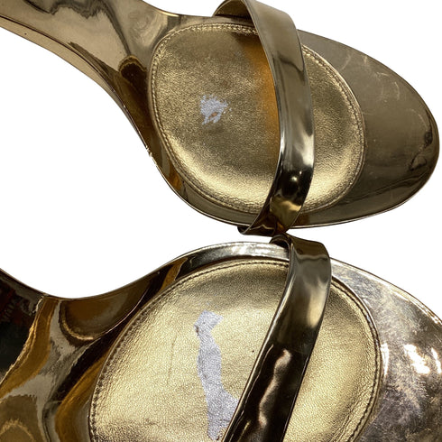 Women's Gianvito Rossi Ankle Strap Sandal Heels in Metallic Gold Leather